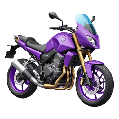 Créer un emoji copiable sur mon système iOS avec une moto mt07 noir mate / violet plus foncé que tu as et iridescent. le style de la mt07 doit être en sport. sticker
