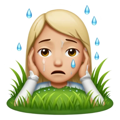 A person melting into the grass And crying  sticker