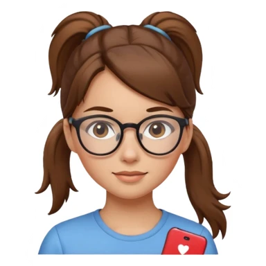 brown haired Ponytail Girl with Glasses sticker