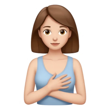 Elini göğsüne koyup rahatlayan,huzurlu kadın sticker