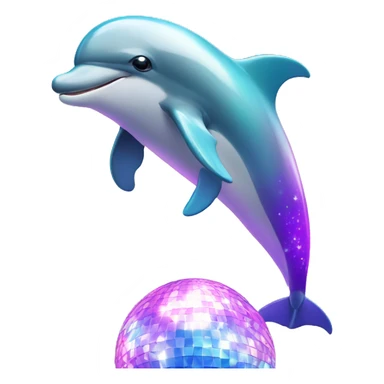 Dolphin doing tricks with a disco ball sticker