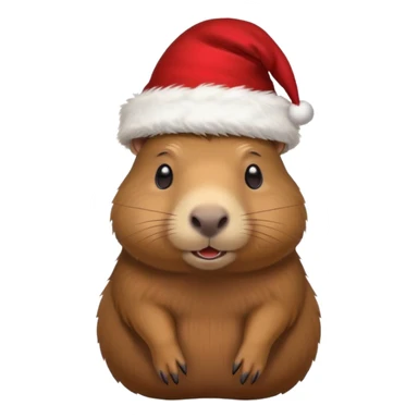 Una capibara con gorro navideño sticker