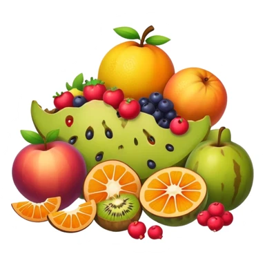 spoiled pile of half eaten fruits  sticker