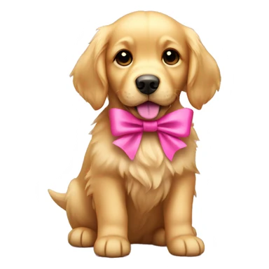 Small golden retriever with pink bow sticker