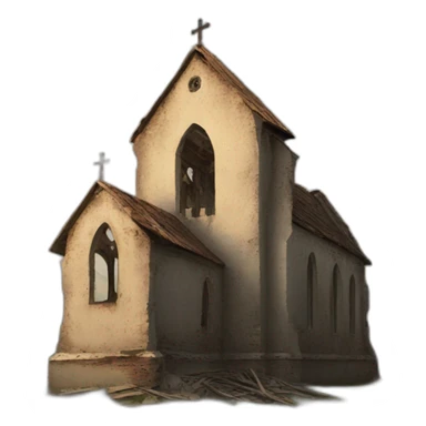 old ruined catholic church sticker