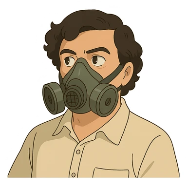 pablo escobar wearing a gas mask sticker