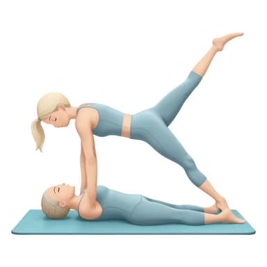 A person performing a Pilates exercise on a mat in a clean, modern studio. The focus is on core strength and flexibility, with a neutral, calming color palette. Simple equipment like a reformer machine and a soft, tranquil background enhance the feeling of controlled movement and focus. sticker