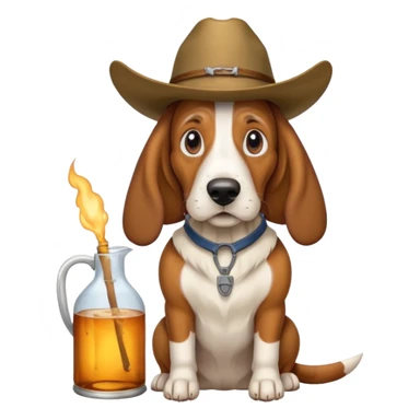 hillbilly basset hound with moonshine and a gun sticker