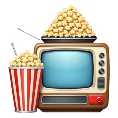 retro TV with a popcorn bucket next to it, high definition, crisp edges sticker