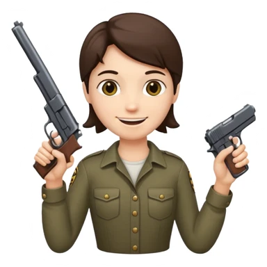 Este emoji 😂 de risa con una pistola en la mano sticker