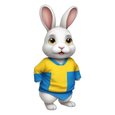 rabbit in a Ukrainian flag costume sticker