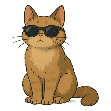 ghibli style cat wearing sunglasses sticker