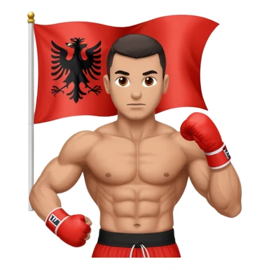 Albanian kick-boxer with flag sticker