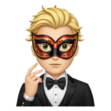 gold masquerade mask with lilia sticker