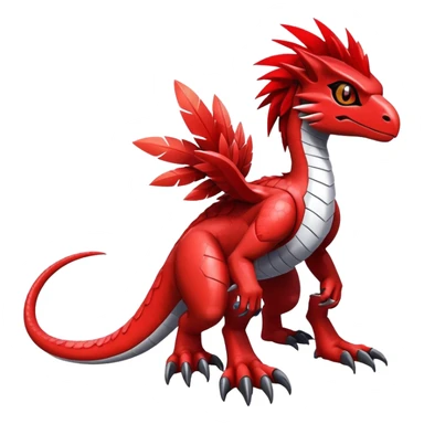 Furry feather-mane Cool Edgy Futuristic shiny Digimon-Fakemon-Guilmon-Velociraptor full body   sticker