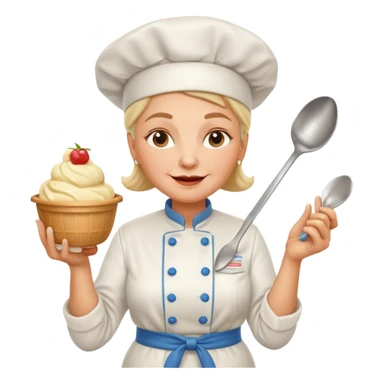 Old femaleChef trying multiple scoops of gelato sticker