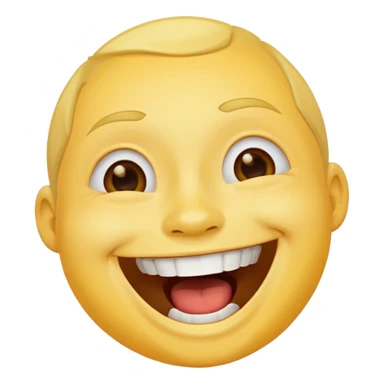 Emoji, yellow round laughing tilted head face,  sticker