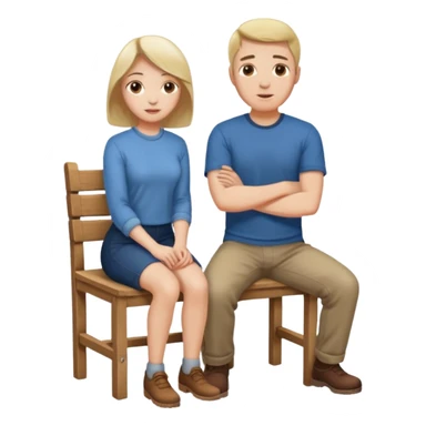 MaN sitting on chair Woman kneeling sticker