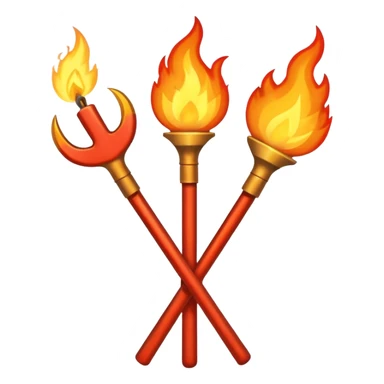 a three pronged pitchfork and a torch crossing each other to make an x sticker