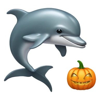 Dolphin With a Halloween pumpkin for head sticker