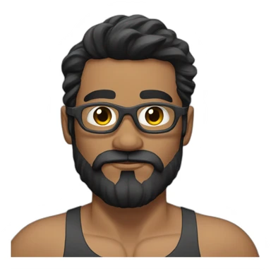 Swimmer googles muscles black hair and beard sticker