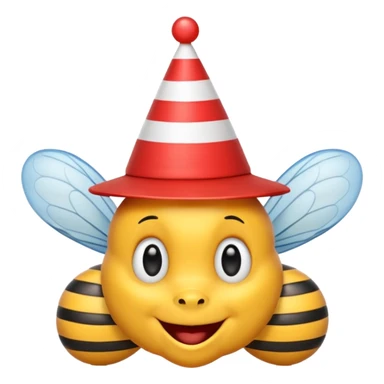 Bees with red Birthday Hat, Happy bee with striped party hat sticker