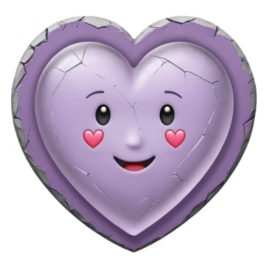 A cracked mirror reflecting a small heart hand-drawn, chalk-style emojis with a soft lilac color palette, suited for an aesthetic and emotional Telegram channel. The emoji should have a rough, doodle-like texture as if drawn with pastel chalk on a dark surface sticker