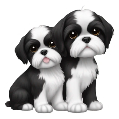 Two black and white shitz tzu puppies  sticker