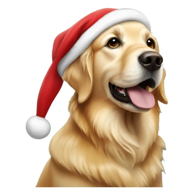 Golden retriever wearing a Santa hat sticker