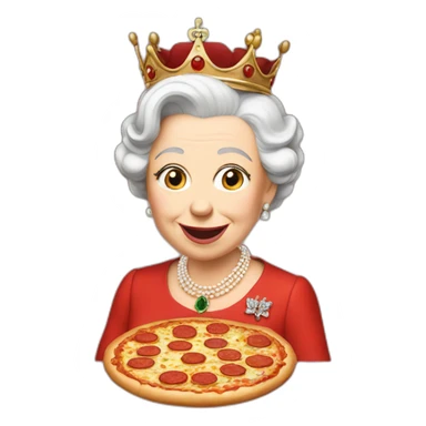 Queen Elizabeth eating pizza sticker