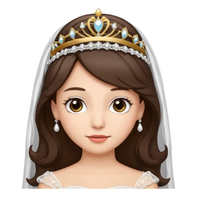 bride veil, brunette hair and tiara,  sticker