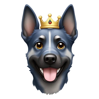 A smiling malinois dark blue merle without red color with a crown on his head sticker
