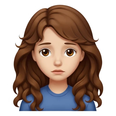 a girl w long wavi brown hair sad sticker