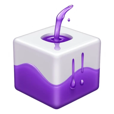 a white cub with purple liquid that is tipped over with the liquid slightly pouring out sticker