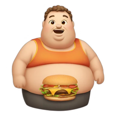 fat guy who eats a burger sticker