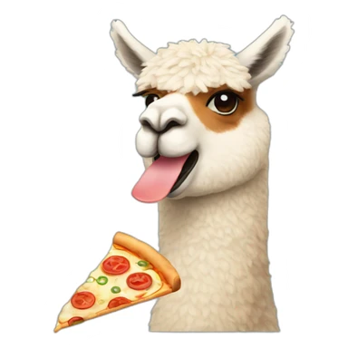 An alpaca eating pizza sticker