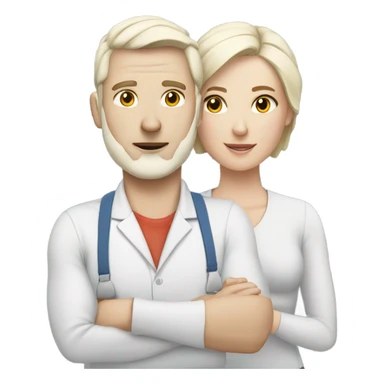 Training husband with white skin and wife with white skin sticker