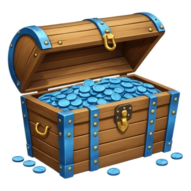 treasure chest of blue coins sticker