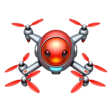 Flying robot, small propellers, glowing eyes. sticker