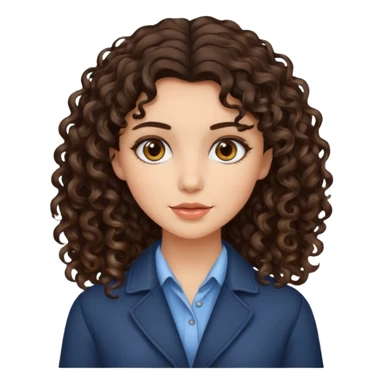 brunette girl with dark curly hair with highlights sticker