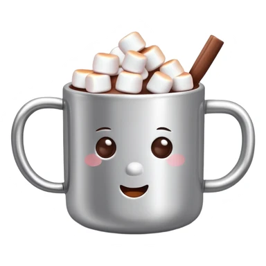hot chocolate in a silver colored mug with marshmallows  sticker