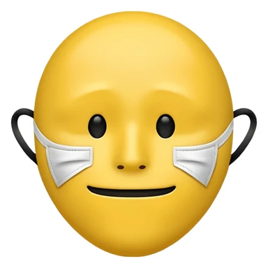 A sad face emoji coverd by a happy face mask sticker