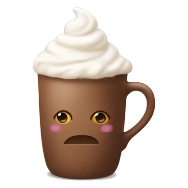 beige mug of hot chocolate with whipped cream and cinnamon sticker