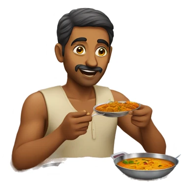 Indian man eating curry sticker
