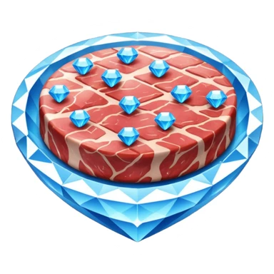Meat with diamond textur and blue color sticker