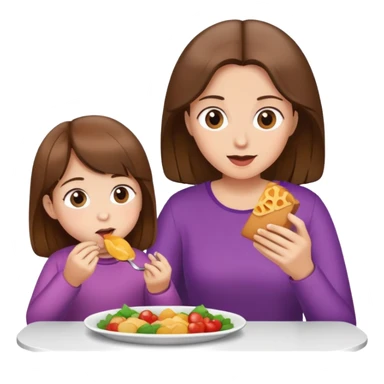 Mutter und Tochter am Essen braune Haare sticker
