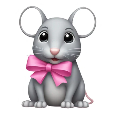 gray mouse with pink bow sticker