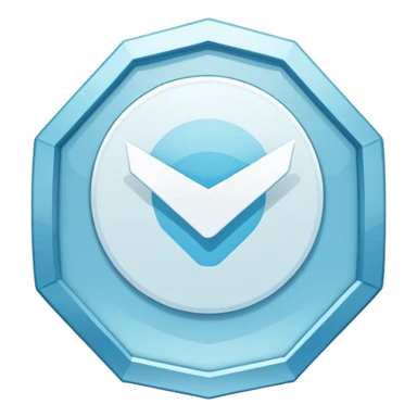 Telegram verification badge, light blue irregular octagon with white checkmark sticker