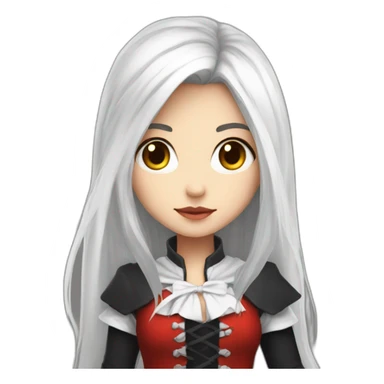 rpg-girl-with-long-straight white-hair-and-red-skirt and black tights like chibi sticker