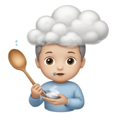 Baby with a spoon in one hand and lighter in the other with smoke (not fire) coming off the spoon.  sticker